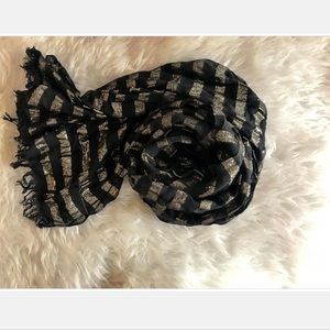 EXPRESS Black/Gold Striped Scarf